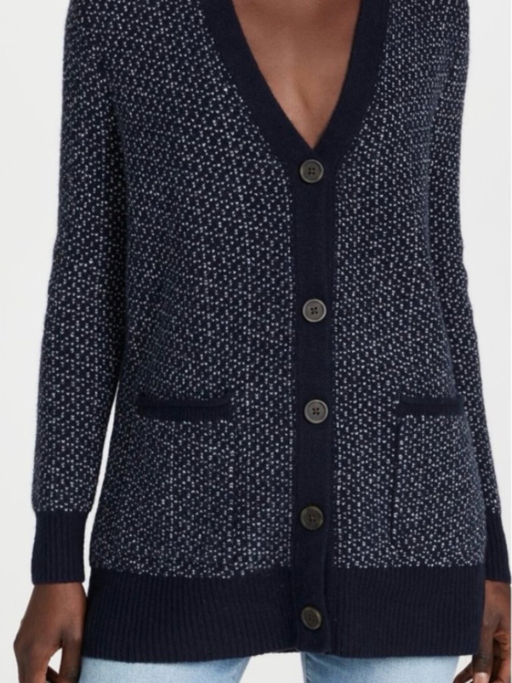 Madewell Maysfield Cardigan Sweater Navy and White in Size XS